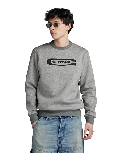 G-Star RAW Herren Old School Logo Sweatshirt, Mehrfarben (medium Grey Htr D23894-C235-8073), S von G-STAR