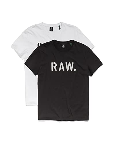 G-STAR RAW Herren Originals RAW T-Shirt 2er-Pack, Mehrfarben (dk black/white D22203-336-8746), M von G-STAR RAW