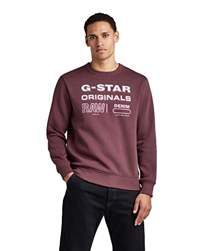 G-STAR RAW Herren Originals Stamp Sweatshirt, Purpur (vineyard wine D22319-A971-D303), L von G-STAR RAW