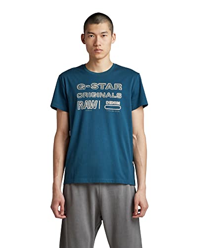 G-STAR RAW Herren Originals Stamp T-Shirt, Blau (nitro D22378-336-1861), L von G-STAR RAW