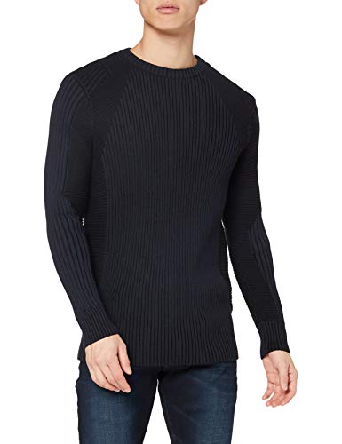 G-STAR RAW Herren Plated 3D Knitted Biker Pullover, Mehrfarben (sartho blue/dk black D18283-C259-8926), XS von G-STAR RAW