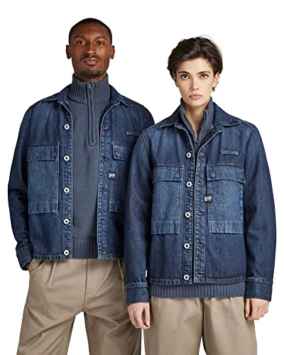 G-STAR RAW Herren Unisex Pocketony Service Overshirt, Blau (worn in ocean reef D22115-B988-D348), L von G-STAR RAW