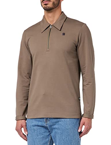 G-STAR RAW Herren Polo Half Zip Lightweight Sweatshirt, Braun (deep walnut D23170-D136-B743), M von G-STAR RAW