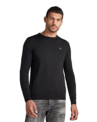 G-STAR RAW Herren Premium Basic Knitted Sweater, Schwarz (dk Black D18244-B692-6484), S von G-STAR RAW