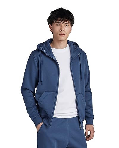 G-STAR RAW Herren Premium Core Hooded Zip Thru Sweatshirt, Blau (rank blue D16122-C235-868), M von G-STAR RAW