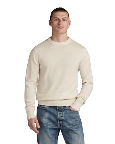 G-STAR RAW Herren Premium Core Knitted Pullover, Beige (eggnog D21931-B692-G076), M von G-STAR RAW