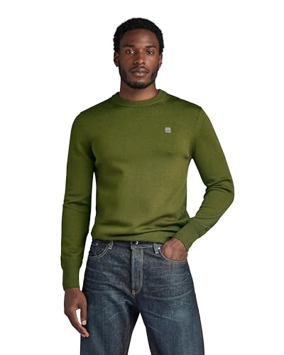 G-STAR RAW Herren Premium Core Knitted Pullover, Grün (Dark Olive D21931-B692-C744), S von G-STAR