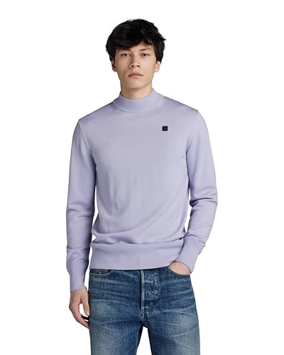 G-STAR RAW Herren Premium Core Mock Knitted Pullover, Grau (icelandic blue D21932-B692-G081), L von G-STAR RAW