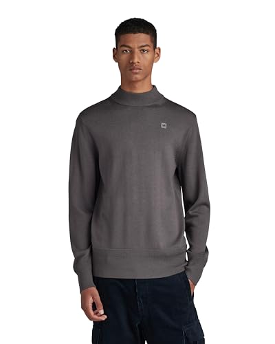 G-Star RAW Herren Premium Core Mock Knitted Pullover, Grau (Rabbit D21932-B692-G077), S von G-Star RAW
