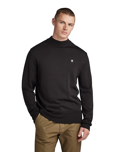 G-STAR RAW Herren Premium Core Mock Knitted Pullover, Schwarz (dk black D21932-B692-6484), S von G-STAR RAW