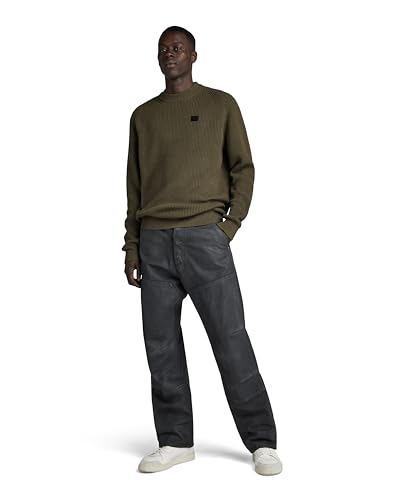 G-Star RAW Herren Pullover Knitted Sweatshirt, Grün (Dark Olive D23930-C868-C744), S von G-STAR