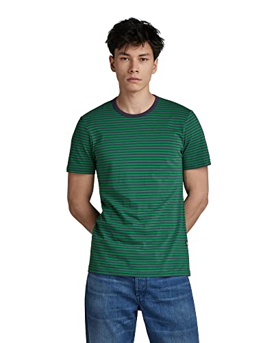 G-STAR RAW Herren Stripe Slim T-Shirt, Mehrfarben (jolly green/dk grape stripe D22778-C339-D954), XL von G-STAR RAW