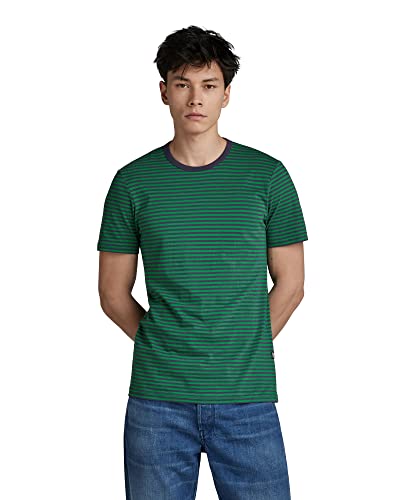 G-STAR RAW Herren Stripe Slim T-Shirt, Mehrfarben (jolly green/dk grape stripe D22778-C339-D954), XXL von G-STAR RAW