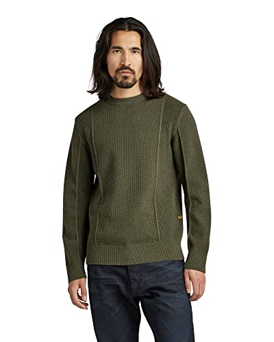 G-STAR RAW Herren Structure Knitted Pullover, Grün (dk green D22349-D239-884), XL von G-STAR RAW