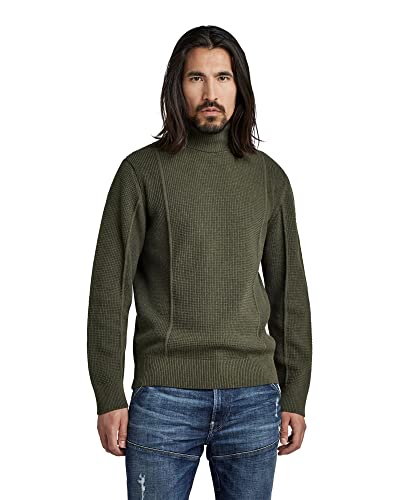 G-STAR RAW Herren Structure Knitted Turtleneck Pullover, Grün (dk green D22532-D239-884), S von G-STAR RAW