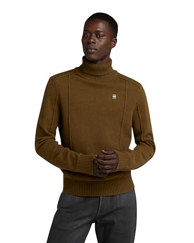 G-STAR RAW Herren Structure Turtle Knitted Pullover, Grün (dark olive D23937-D447-C744), L von G-STAR RAW