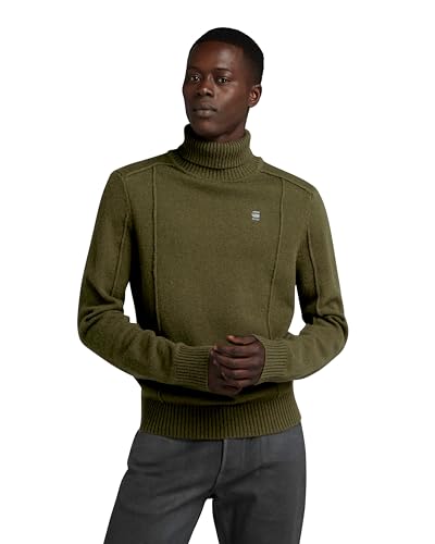 G-Star RAW Herren Structure Turtle Knitted Pullover, Grün (Dark Olive D23937-D447-C744), M von G-Star RAW