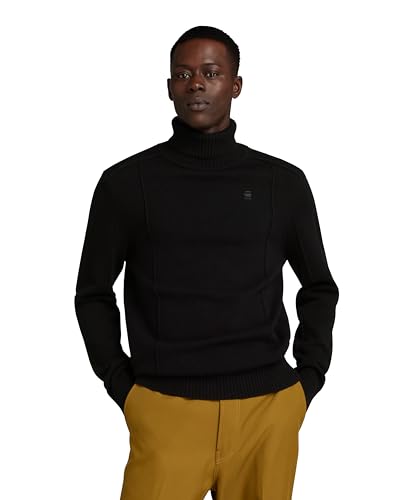G-Star RAW Herren Structure Turtle Knitted Pullover, Schwarz (dk Black D23937-D447-6484), XL von G-STAR