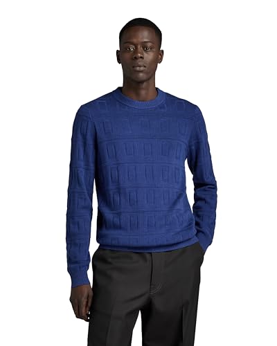 G-Star RAW Herren Table Structure Knitted Pullover, Blau (ballpen Blue D23932-D167-1822), S von G-Star RAW