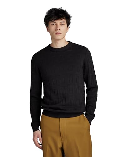 G-STAR RAW Herren Table Structure Knitted Pullover, Schwarz (dk black D23932-D167-6484), L von G-STAR RAW