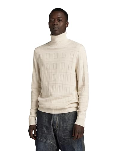 G-STAR RAW Herren Table Structure Turtle Knitted Pullover, Beige (eggnog D23934-D167-G076), L von G-STAR RAW