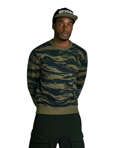 G-STAR RAW Herren Tiger Camo Sweatshirt, Mehrfarben (shadow olive 2L tiger camo D24415-C782-G393), L von G-STAR RAW