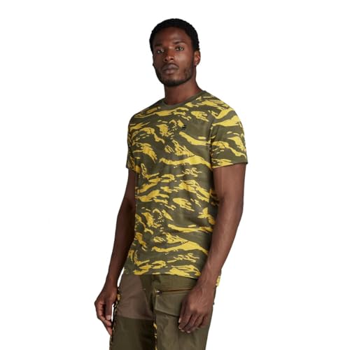 G-Star RAW Herren Tiger Camo T-Shirt, Mehrfarben (dk Lemon Tiger camo D24421-C334-G394), M von G-STAR RAW