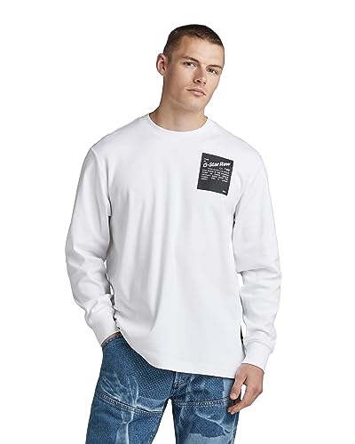 G-STAR RAW Herren Tile back gr loose r t ls, Weiß (white D23996-C812-110), S von G-STAR RAW