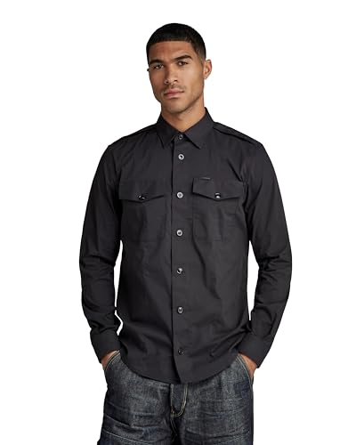 G-STAR RAW Herren Tux Marine Slim Hemd, Schwarz (dk black D23579-D321-6484), S von G-STAR RAW