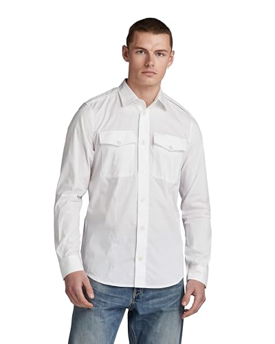 G-STAR RAW Herren Tux Marine Slim Hemd, Weiß (white D23579-D321-110), M von G-STAR RAW