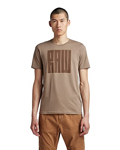 G-STAR RAW Herren Typography RAW Slim T-Shirt, Beige (dk lever D22380-336-B416), S von G-STAR RAW