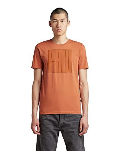 G-STAR RAW Herren Typography RAW Slim T-Shirt, Braun (autumn leaf D22380-336-8847), XS von G-STAR RAW