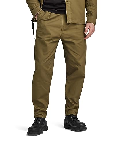 G-STAR RAW Herren Unisex Pleated Chino Relaxed, Grün (Dark Olive D20147-D190-C744), 28W / 30L von G-STAR RAW