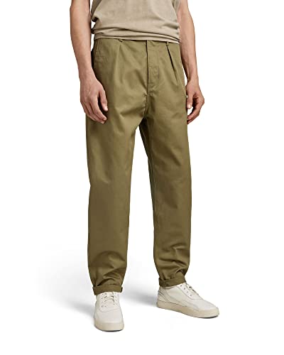 G-STAR RAW Herren Unisex Pleated Chino Relaxed, Grün (smoke olive D20147-C962-B212), 29W / 32L von G-STAR RAW