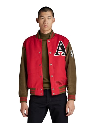 G-STAR RAW Herren Varsity Jacket, Rot (dk flame D23653-D420-8050), L von G-STAR RAW