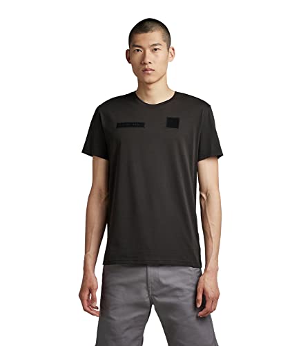 G-STAR RAW Herren Velcro T-Shirt, Schwarz (dk black D22819-336-6484), S von G-STAR RAW