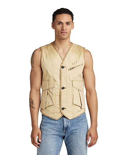 G-STAR RAW Herren Washed Cargo Weste, Beige (hemp vintage gd D21443-9740-D297), XS von G-STAR RAW