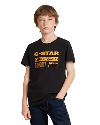 G-STAR RAW Jungen SS10037 t-shirt ss T-Shirt, Schwarz (dk black D24912-01-6484), 10 Jahre von G-STAR RAW