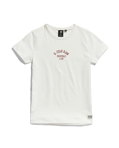 G-STAR RAW Mädchen SS23001 t-shirt ss T-Shirt, Weiß (buff D24973-01-1358), 8 Jahre von G-STAR RAW