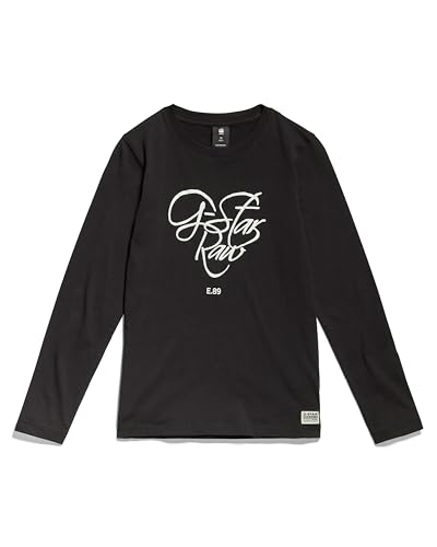 G-Star RAW Mädchen SS23005 t-Shirt ls T-Shirt, Schwarz (dk Black D24977-01-6484), 8 Jahre von G-Star RAW