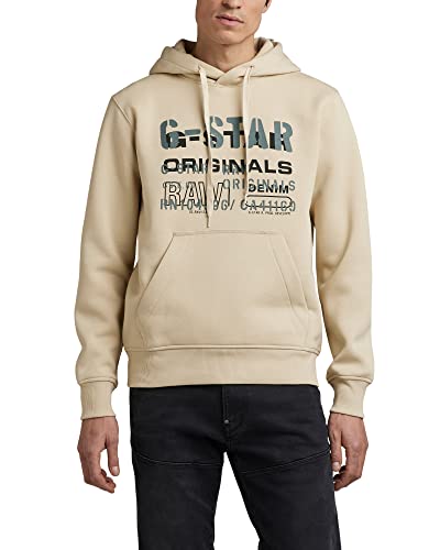 G-STAR RAW Herren Multi Layer Originals Hooded Sweatshirt, Beige (brown rice D22232-A971-D309), L von G-STAR RAW