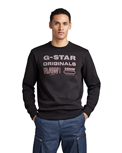 G-STAR RAW Herren Originals Stamp Sweatshirt, Schwarz (dk black D22319-A971-6484), L von G-STAR RAW