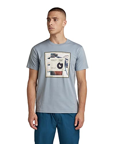 G-STAR RAW Herren Scarf Photoprint T-Shirt, Blau (ash blue D21540-336-5304), M von G-STAR RAW