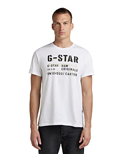 G-STAR RAW Herren Stencil Originals T-Shirt, Weiß (white D22207-336-110), M von G-STAR RAW