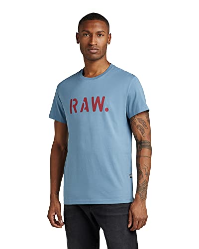 G-STAR RAW Herren Stencil RAW T-Shirt, Blau (azul D22205-336-2182), S von G-STAR RAW