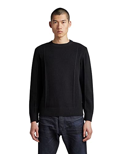 G-STAR RAW Herren Structure Knitted Pullover, Schwarz (dk black D22349-D239-6484), XL von G-STAR RAW