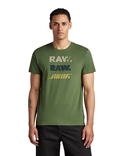 G-STAR RAW Herren Triple RAW T-Shirt, Grün (dk nuri green D22379-336-3476), S von G-STAR RAW