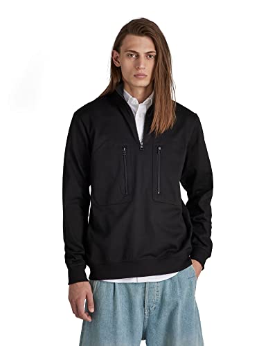 G-STAR RAW Herren Tweeter Half Zip, Schwarz (dk black D21573-C673-6484), S von G-STAR RAW