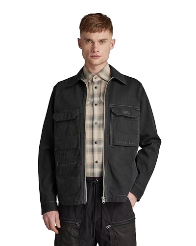 G-STAR RAW Herren Zip Overshirt, Schwarz (jet black D21447-D189-A814), L von G-STAR RAW