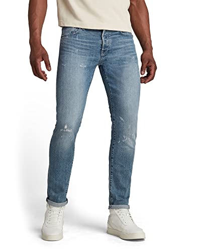 G-STAR RAW Herren 3301 Slim Fit Jeans, Blau (sun faded ice fog destroyed 51001-B767-C275), 27W / 30L von G-STAR RAW